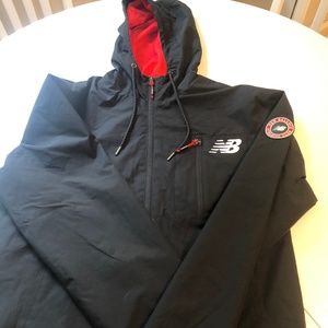 Black hooded windbreaker